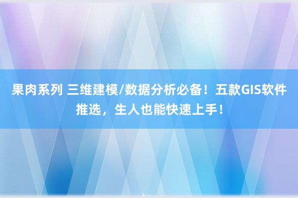 果肉系列 三维建模/数据分析必备！五款GIS软件推选，生人也能快速上手！