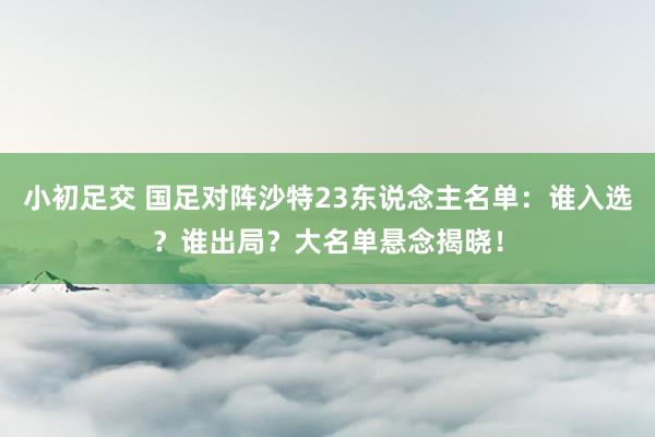 小初足交 国足对阵沙特23东说念主名单：谁入选？谁出局？大名单悬念揭晓！