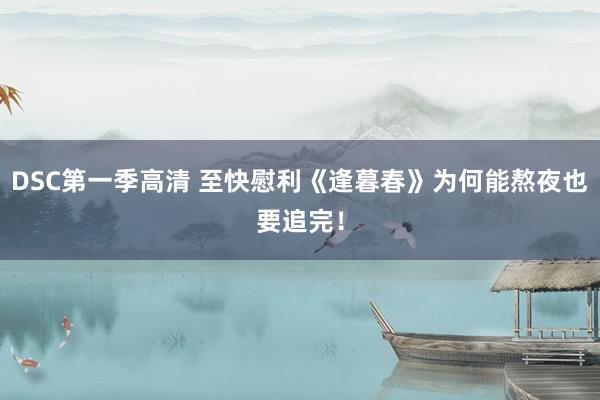 DSC第一季高清 至快慰利《逢暮春》为何能熬夜也要追完！